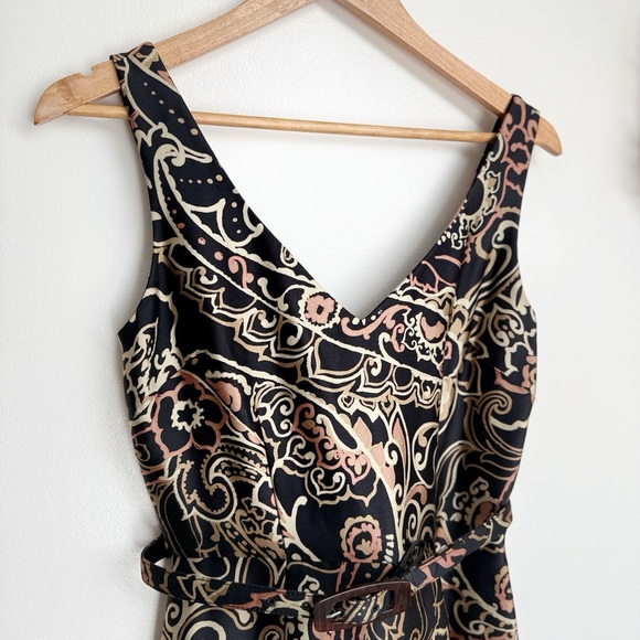 Vintage Anne Klein Silk Sleeveless Embroidered Sheath Dress - Picture 2 of 7